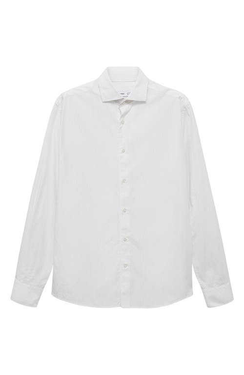 Mango Regular Fit Pinstripe Cotton Button-up Shirt In White