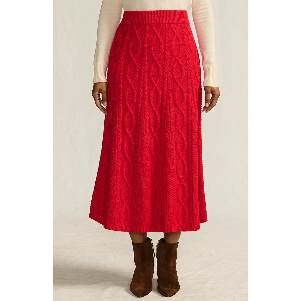 Lands' End Cozy Lofty Cable Fluted Midi Sweater Skirt