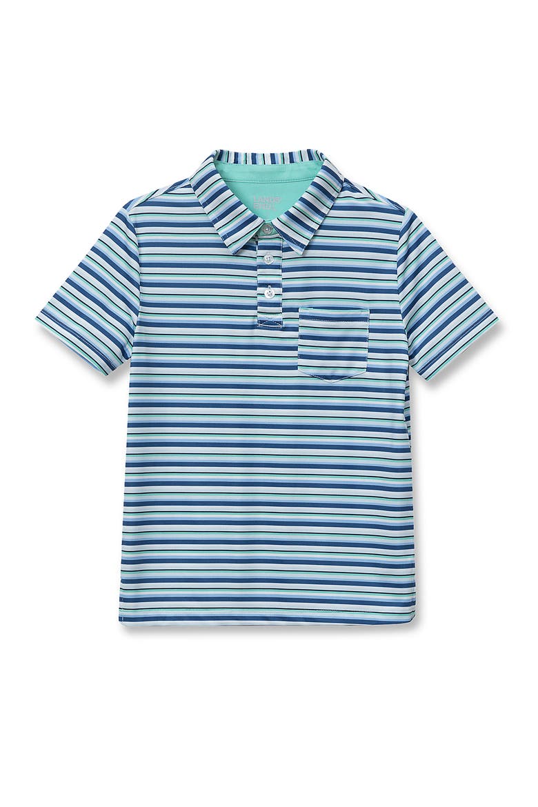 Boys Short Sleeve Athletic Polo Shirt, Main, color, Dark Blue/White Stripe