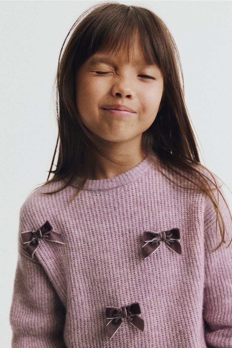 Appliquéd Sweater, Alternate, color, Dusty purple/bows