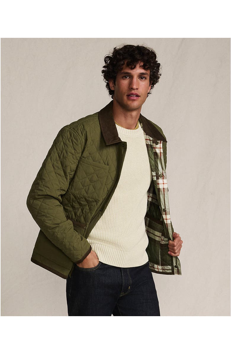 Lands' End Reversible Insulated Barn Jacket, Alternate, color, River Stone/Olive Plaid