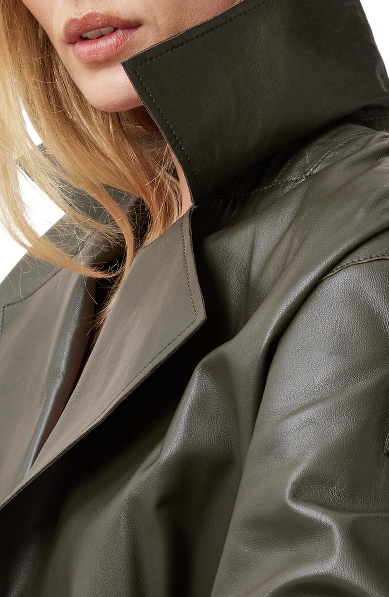 AllSaints Inez Leather Trench Coat, Alternate, color, 