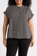 MAX STUDIO Half Placket Short Sleeve Top
