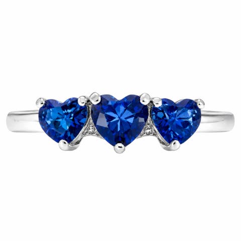 Created Sapphire Heart Trio Ring