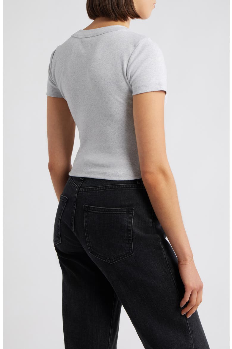 Crop Stretch Cotton T-Shirt, Alternate, color, LIGHT GREY MELANGE