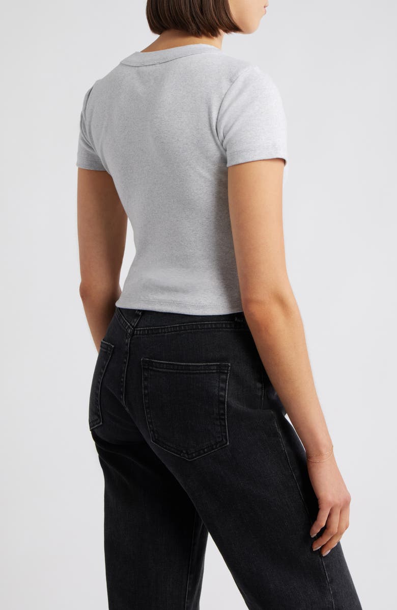 Mavi Jeans Crop Stretch Cotton T-Shirt, Alternate, color, Light Grey Melange