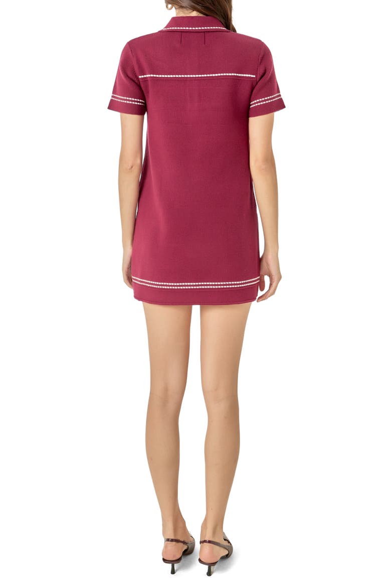 Knit Minidress, Alternate, color, WINE/ WHITE