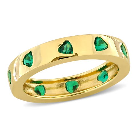 Lab-Created Gemstone Heart Eternity Ring