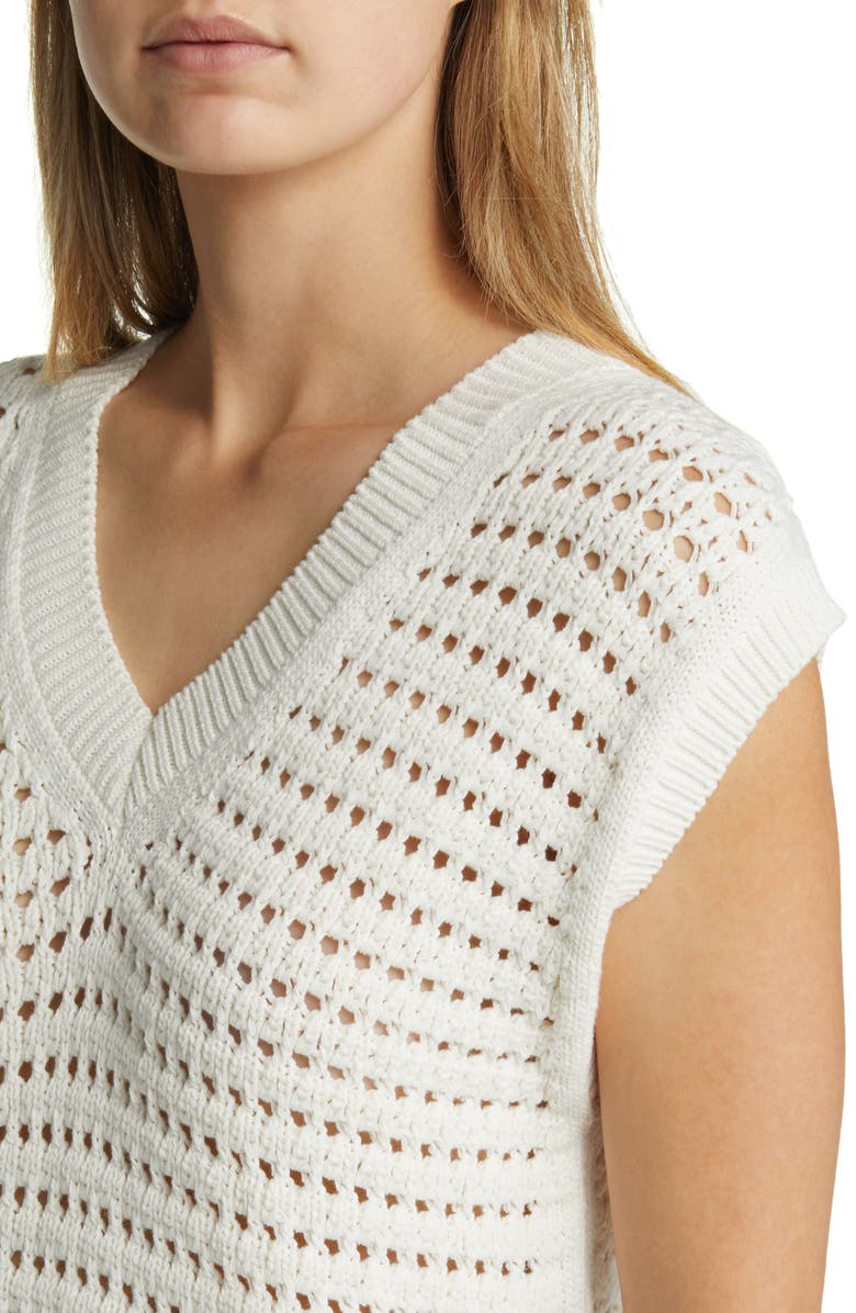 Max Mara Leisure Palco Open Stitch Sweater Vest, Alternate, color, White