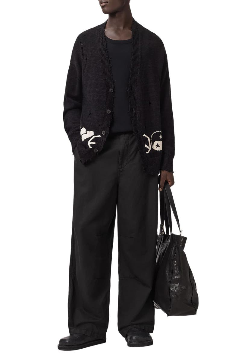AllSaints Echo Wide Leg Trousers, Alternate, color, Orca Black