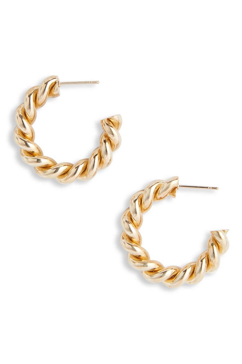 Mella Hoop Earrings, Main, color, BRASS