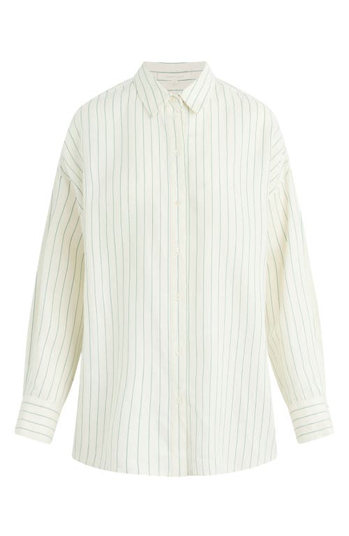 Favorite Daughter Ex Boyfriend Oversize Button-up Shirt In Emerald Stripe