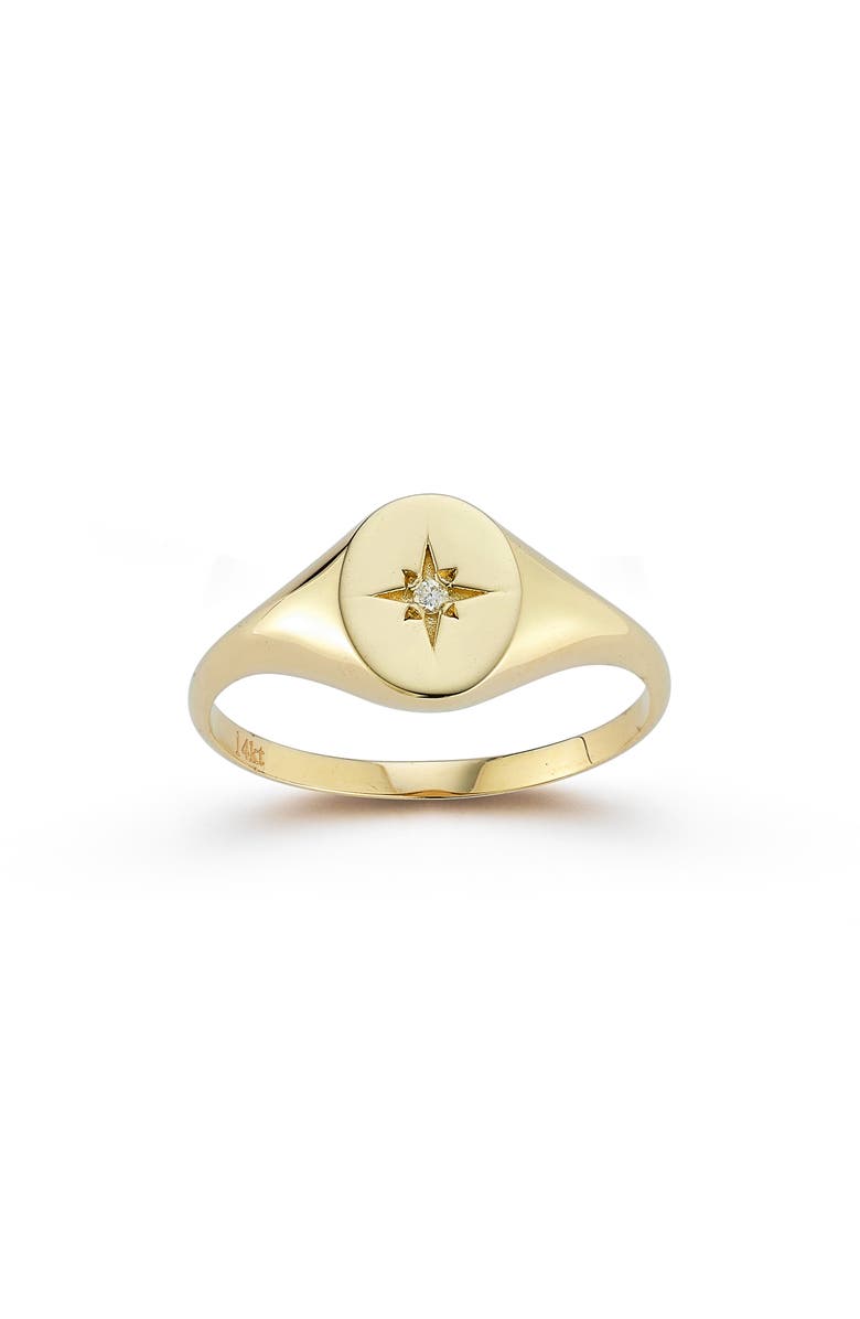 Ember Fine Jewelry 14K Gold Diamond Star Signet Ring - 0.02ct., Main, color, Gold