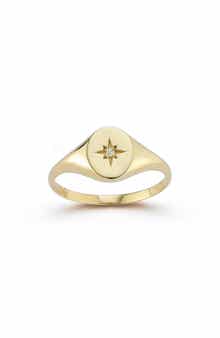 Ember Fine Jewelry 14K Gold Diamond Star Signet Ring - 0.02ct.