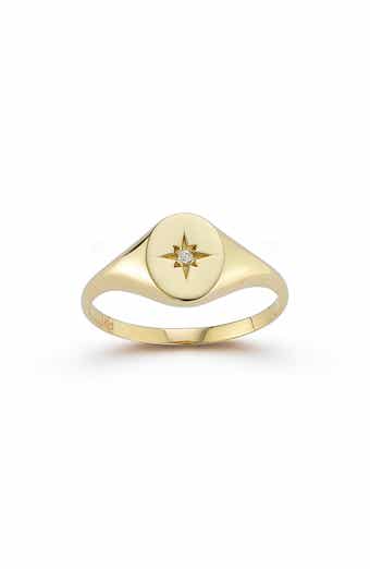 Ember Fine Jewelry 14K Gold Diamond Star Signet Ring - 0.02ct.