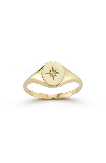 Ember Fine Jewelry 14k Gold Diamond Heart Star Signet Ring In Gold