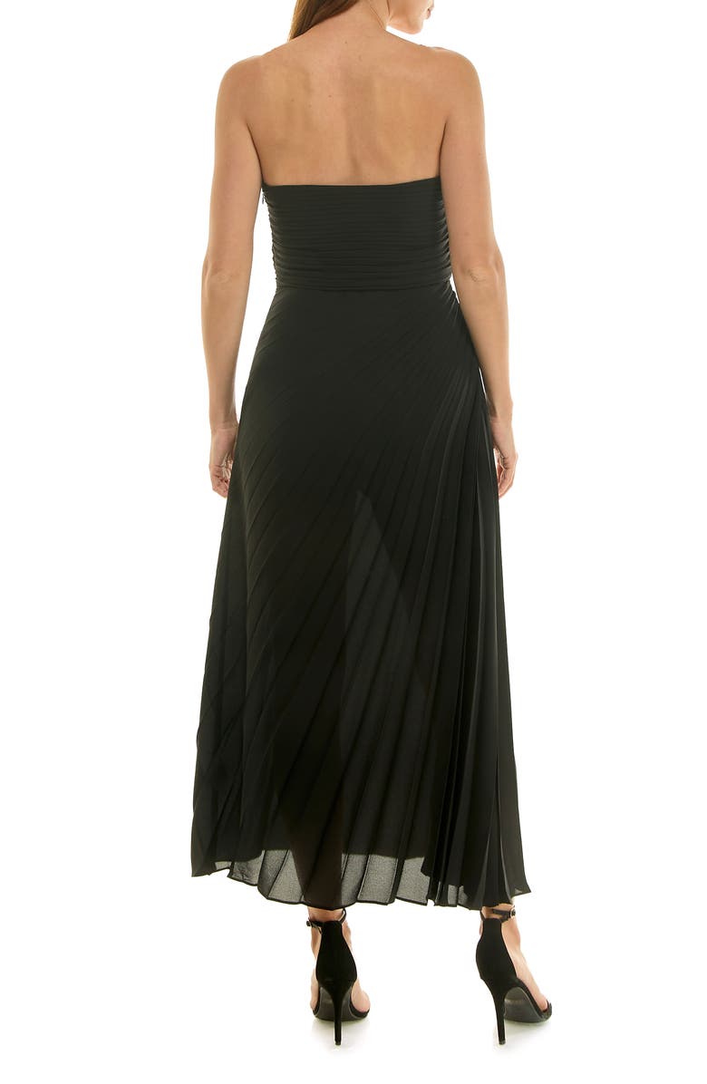 Nicole Miller Strapless Pleated Chiffon Maxi Dress, Alternate, color, Very Black