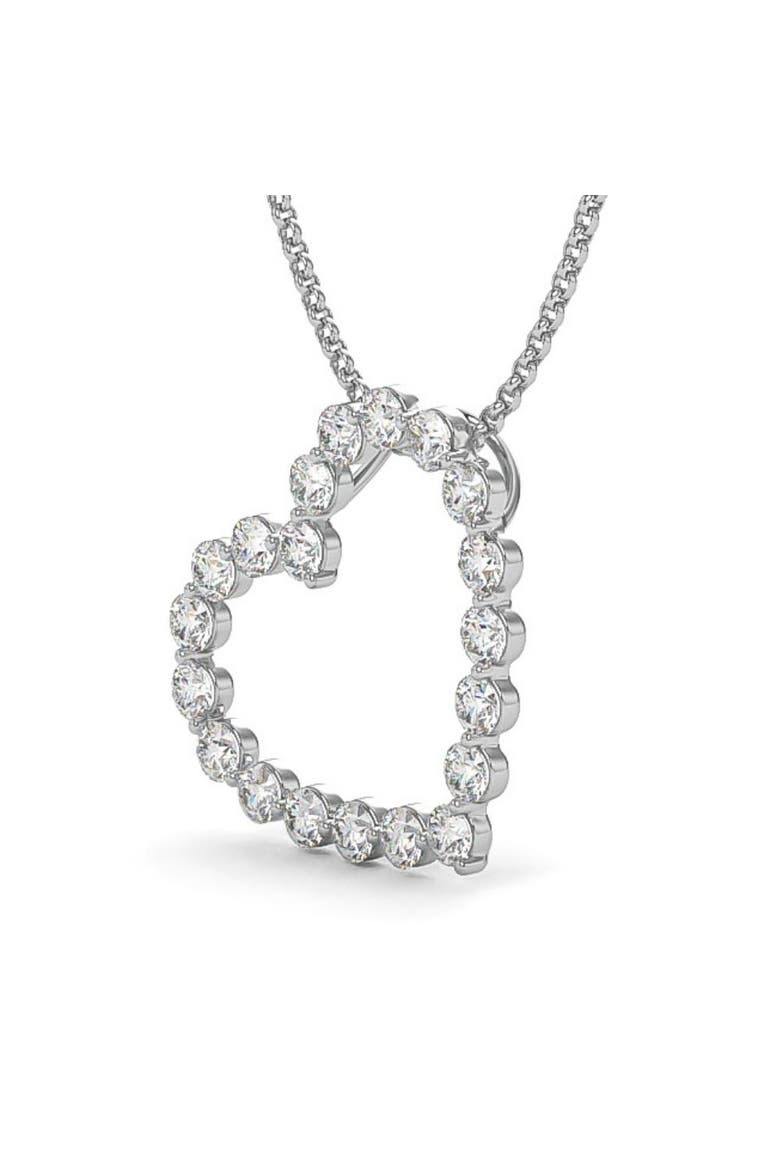 1 Ct Diamond Heart Pendant Necklace in White, Yellow, or Gold Lab Grown, Alternate, color, 14k White Gold