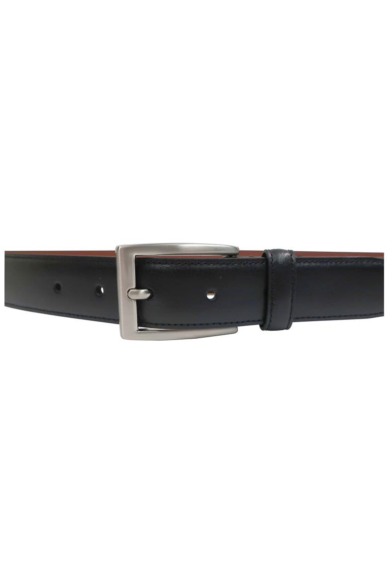 Stitched Leather Belt, Alternate, color, BLACK