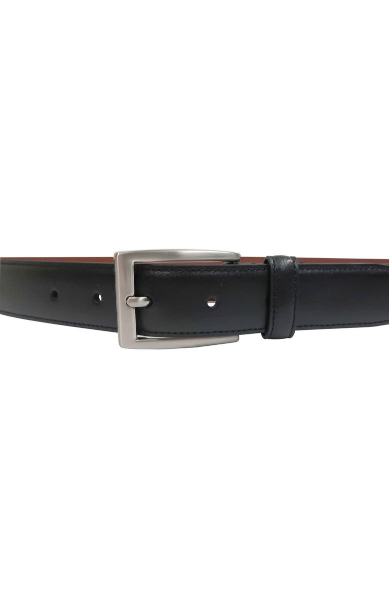 Brooks Brothers Stitched Leather Belt, Alternate, color, Black
