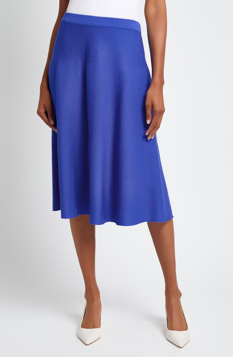 Ming Wang A-Line Knit Skirt, Main, color, Sapphire Sea