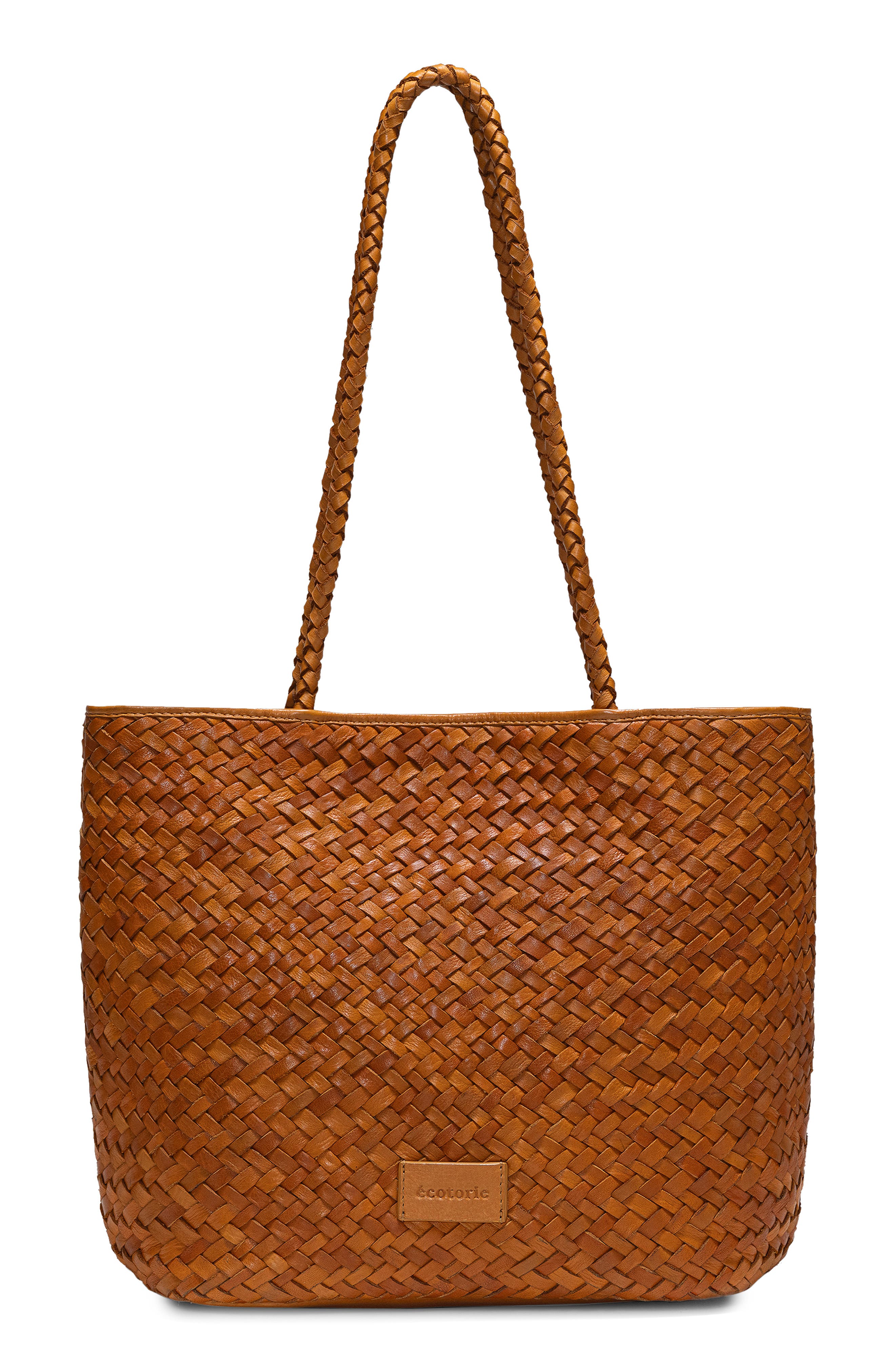 Écotorie Lubbock Woven Leather Tote Bag, Main, color, Tan