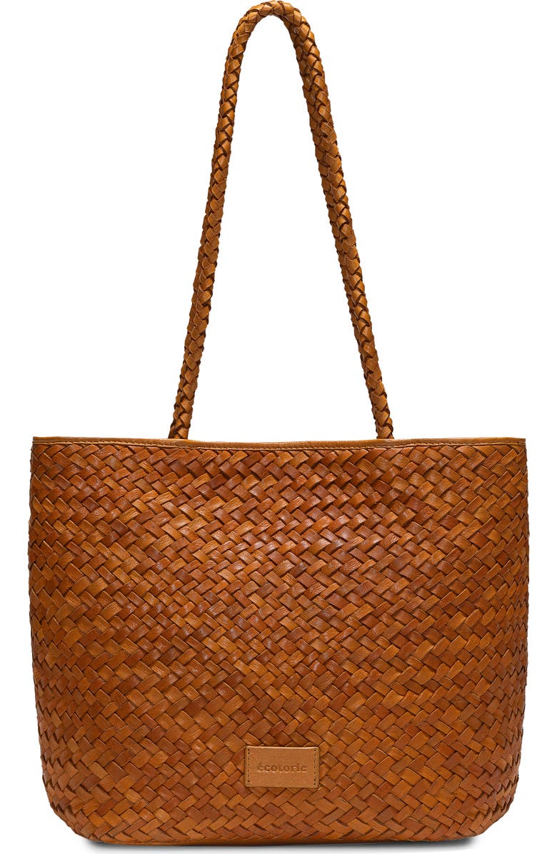 Écotorie Lubbock Woven Leather Tote Bag, Main, color, Tan