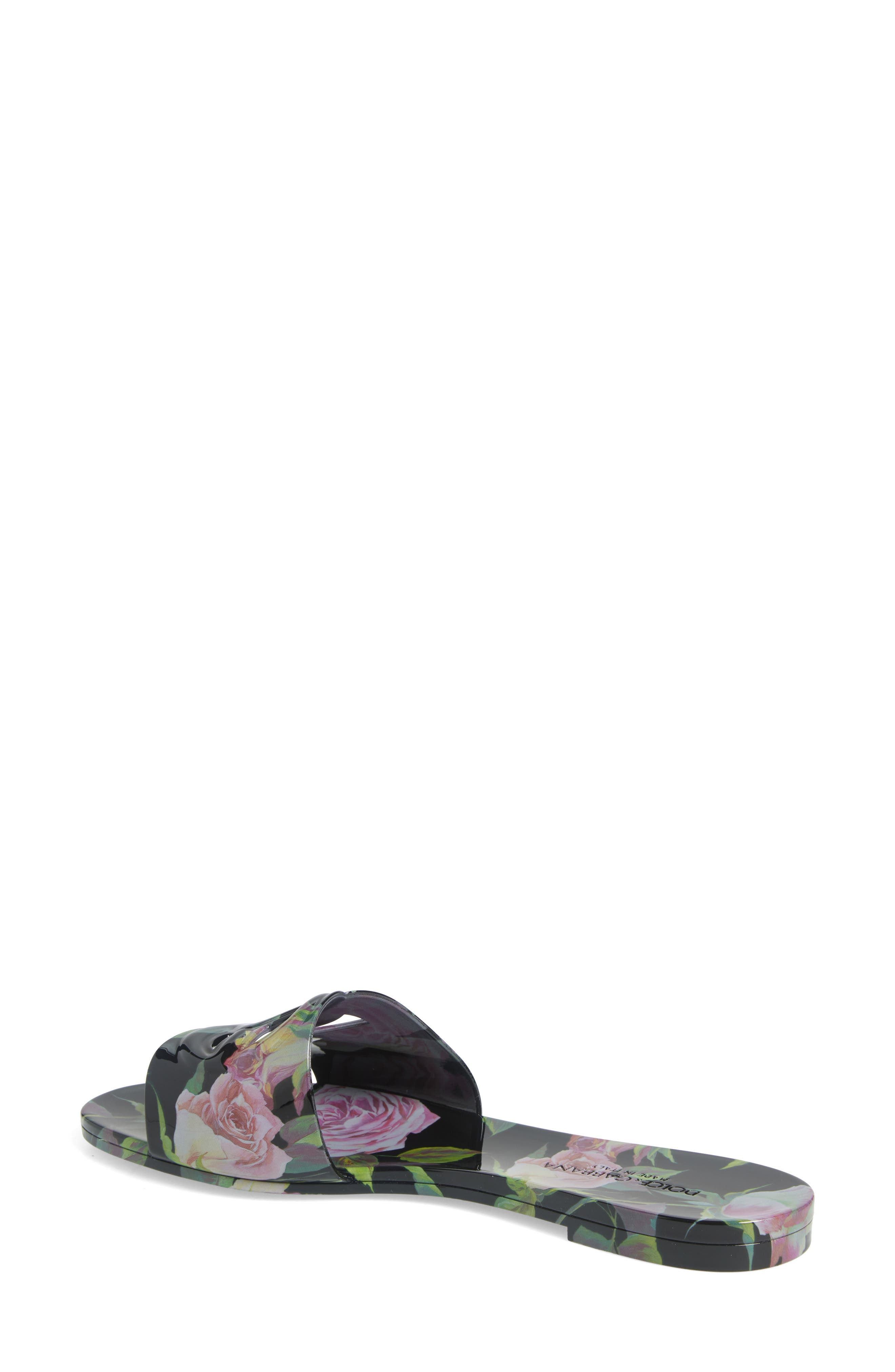 Dolce&Gabbana Bianca Interlock Slide Sandal, Alternate, color, Rose Rosa Nero