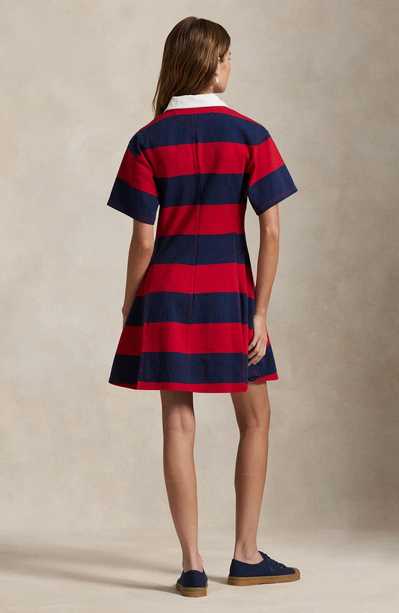 Polo Ralph Lauren Short Sleeve Stripe Cotton Rugby Dress, Alternate, color, 