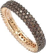 SUZY LEVIAN 14K Rose Gold Plated Micro-Pave Brown CZ Eternity Band Ring