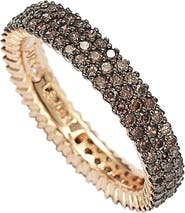 SUZY LEVIAN 14K Rose Gold Plated Micro-Pave Brown CZ Eternity Band Ring