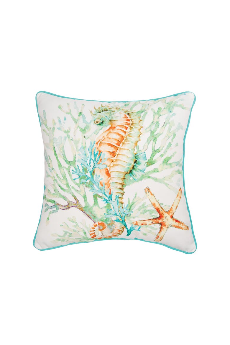 Colorful Seahorse Printed Throw Pillow, Main, color, Orange