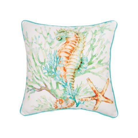 Colorful Seahorse Printed Throw Pillow