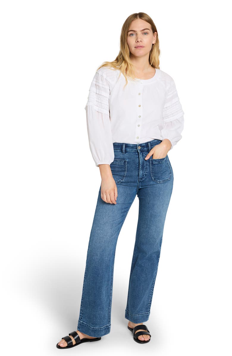 Faherty Enna Lace Inset Organic Cotton Top, Alternate, color,