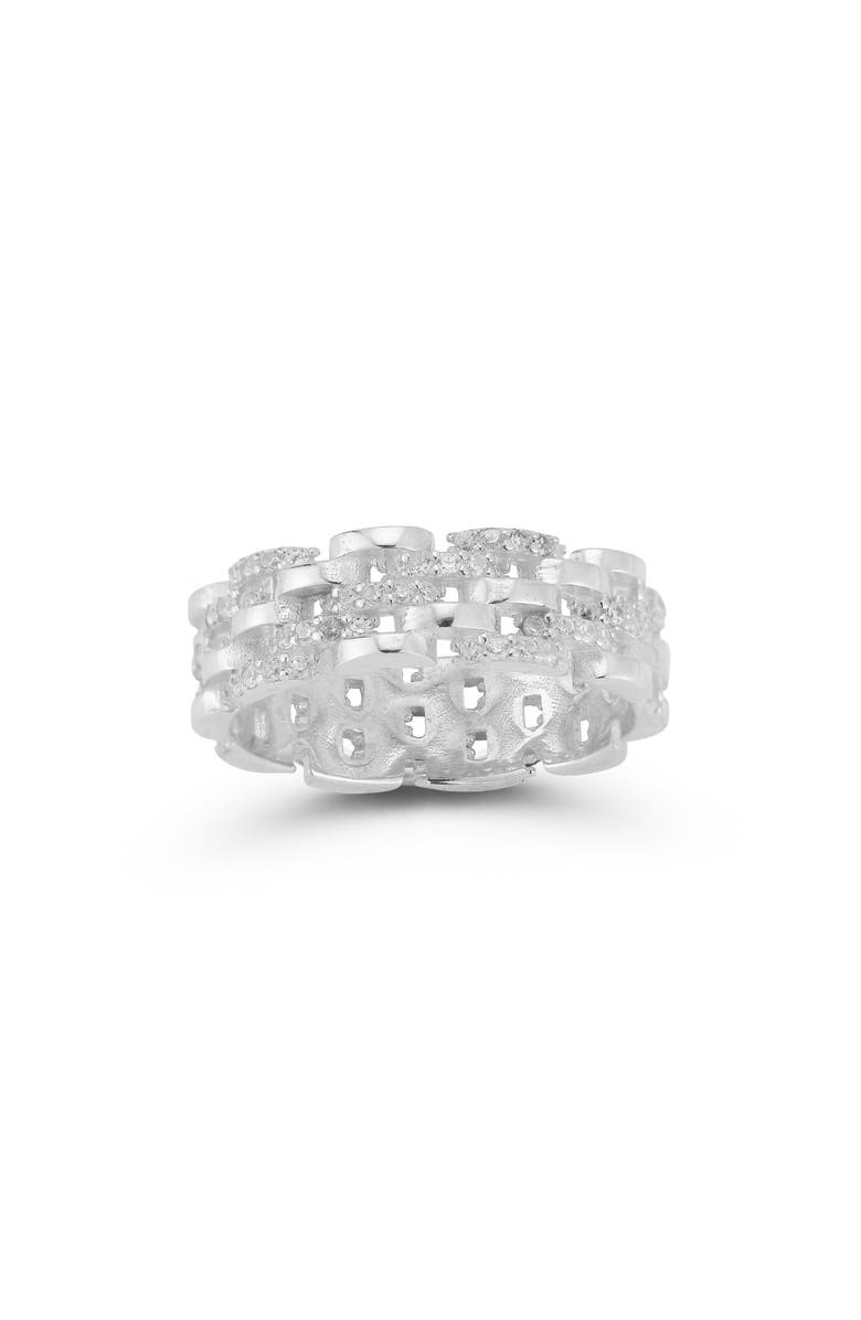 CHLOE AND MADISON Sterling Silver CZ Pavé Open Link Ring, Main, color, 