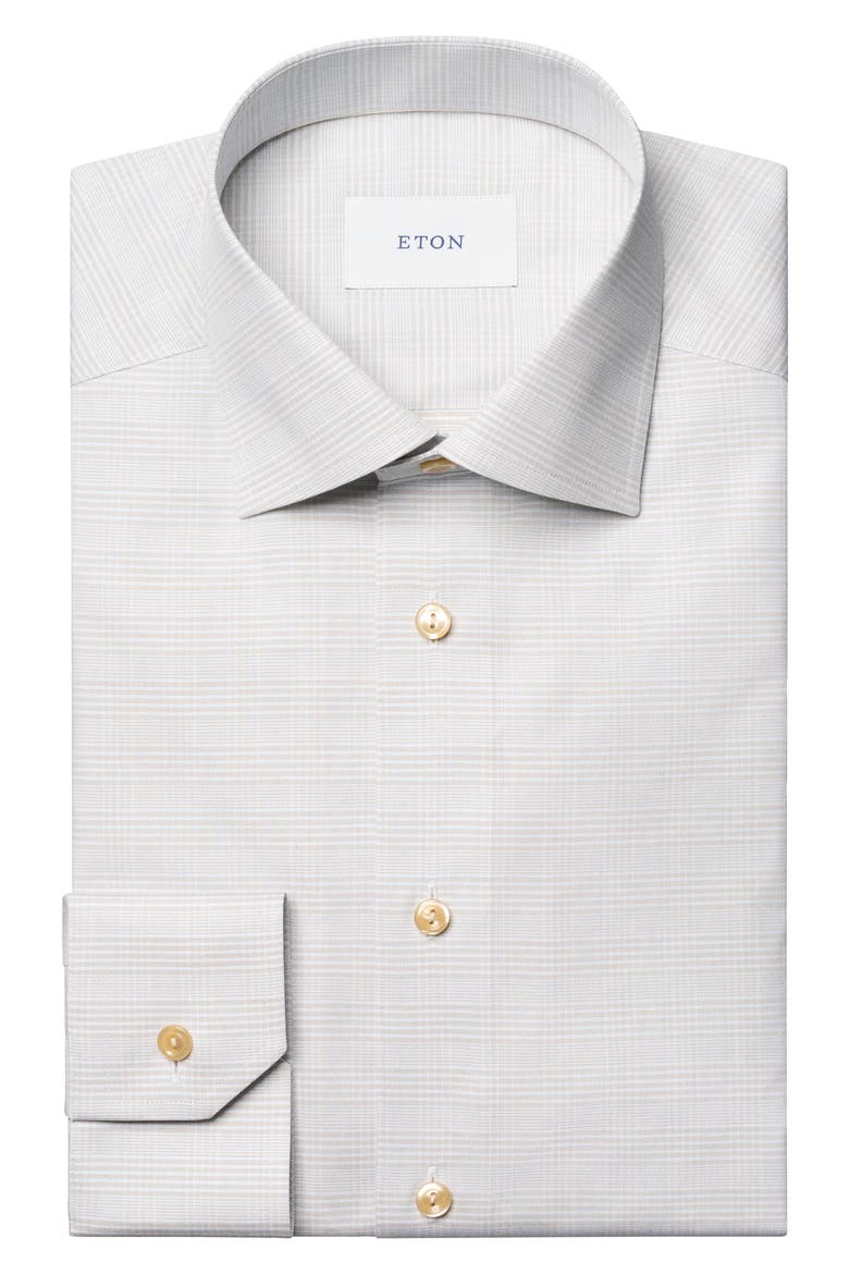 Slim Fit Prince of Wales Check Dress Shirt, Alternate, color, MEDIUM BROWN
