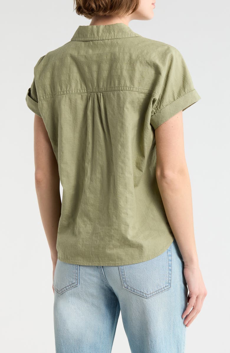 beachlunchlounge Short Sleeve Button Down Shirt, Alternate, color, Green Olive