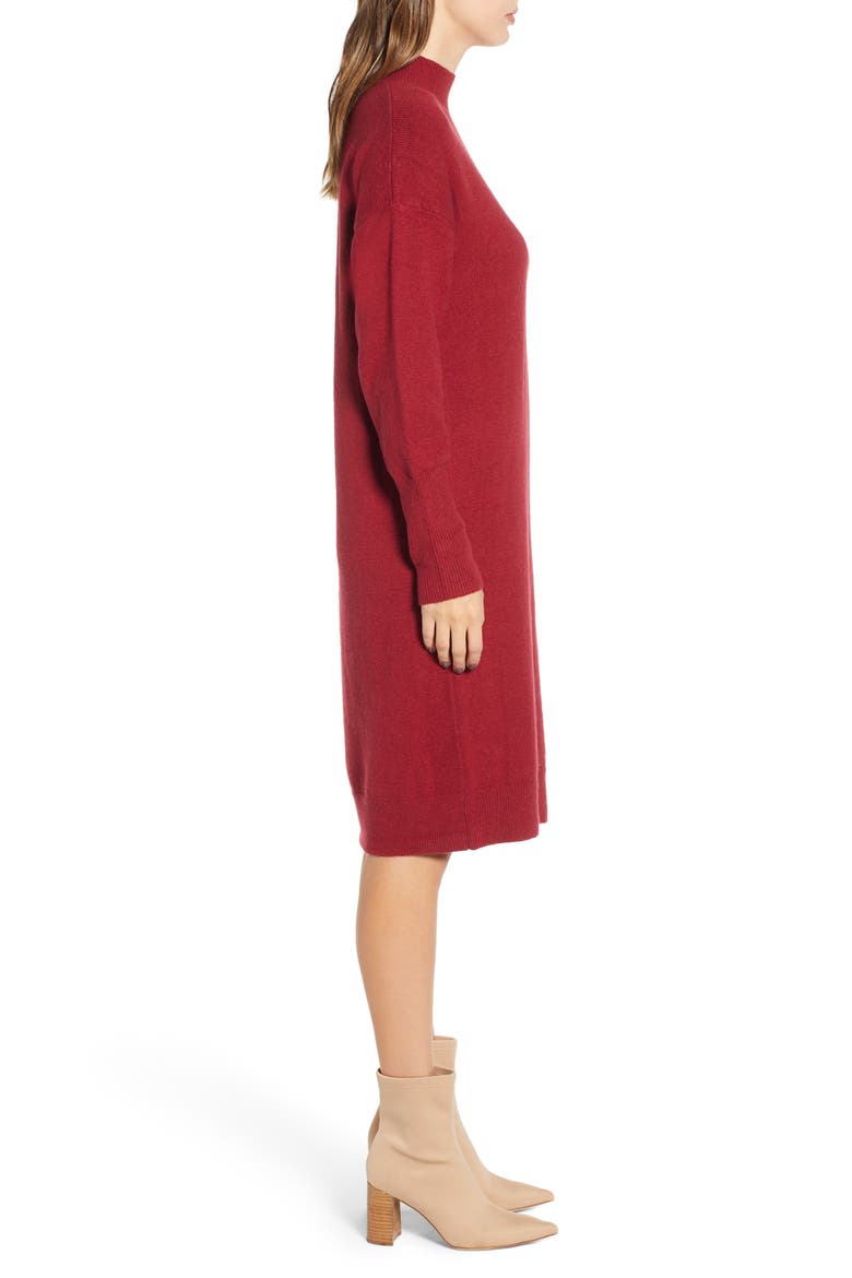 Mock Neck Sweater Dress, Alternate, color, RED TIBETAN