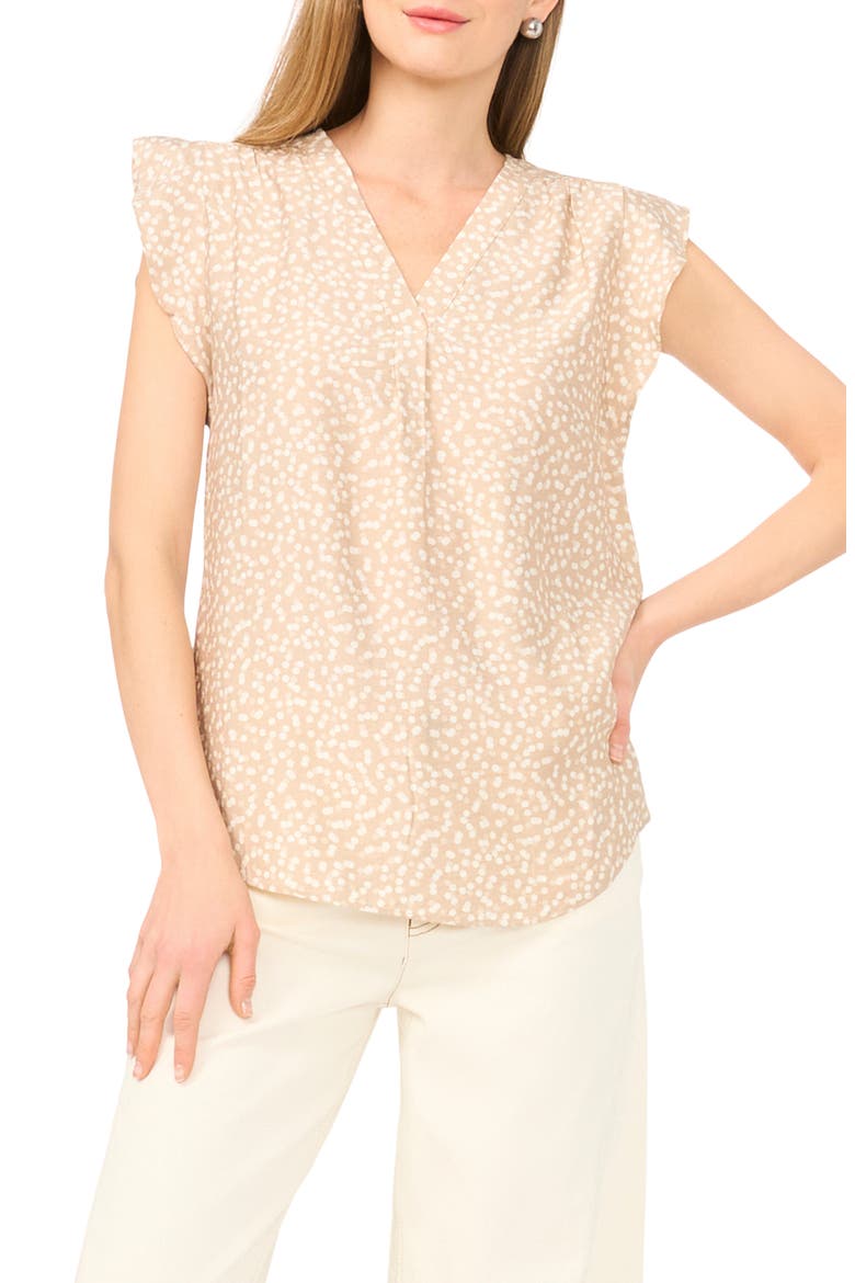 Flutter Sleeve Top, Alternate, color, TAUPE SHELL
