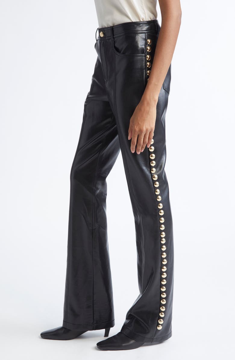 Cinq à Sept Shailene Stud Detail Faux Leather Pants, Alternate, color, Black/Gold