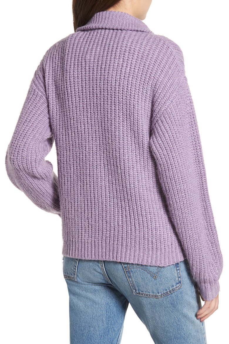 Quarter Zip Sweater, Alternate, color, PURPLE WAVE