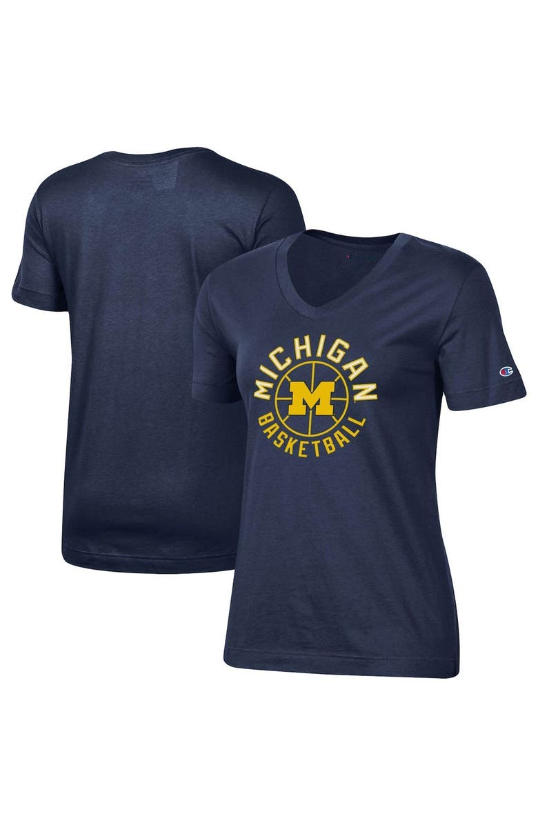 Champion Women's Champion Navy Michigan Wolverines Basketball V-Neck T-Shirt, Main, color, Navy