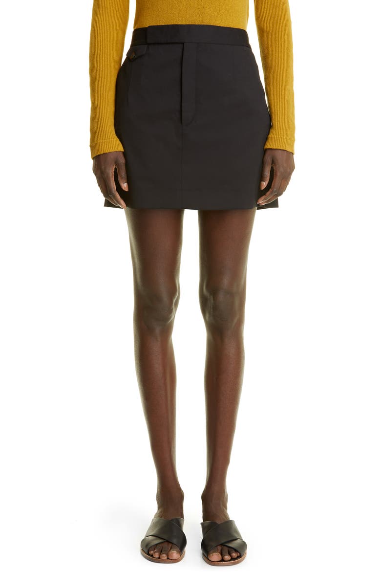Trouser Stretch Wool Miniskirt, Main, color, BLACK