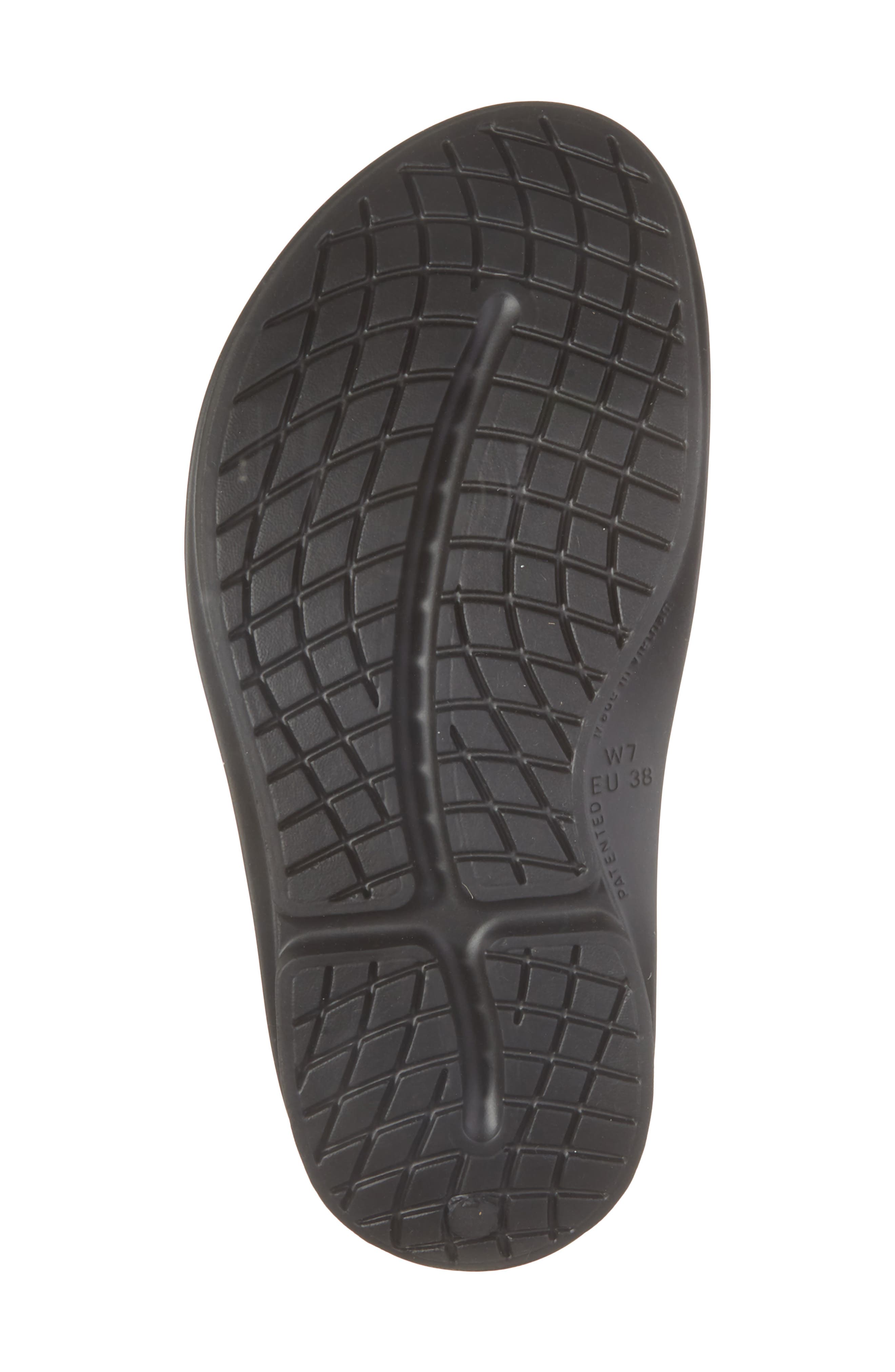 Oofos OOmega OOahh Slide Sandal, Alternate, color, Black/ Titanium Mirror