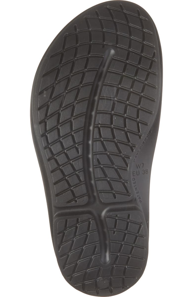 Oofos OOmega OOahh Slide Sandal, Alternate, color, Black/ Titanium Mirror