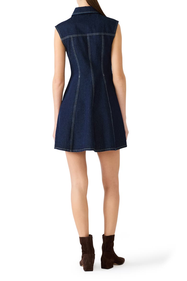 Carmelia Faux Pearl & Rhinestone Detail Denim Minidress, Alternate, color, BIJOU BLUE