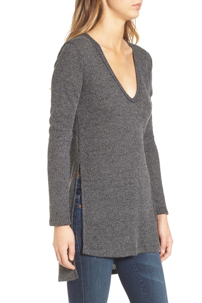 ASTR Side Split Sweater, Alternate, color, CHARCOAL