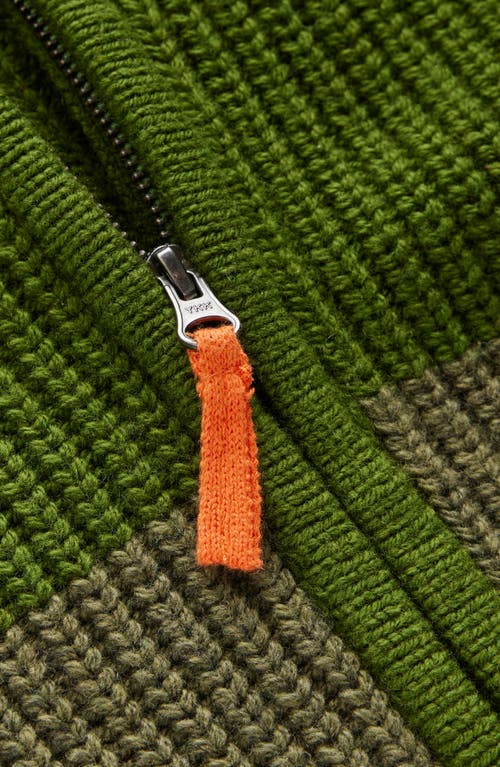 Boden Kids' Chunky Colorblock Zip-up Cardigan In Green