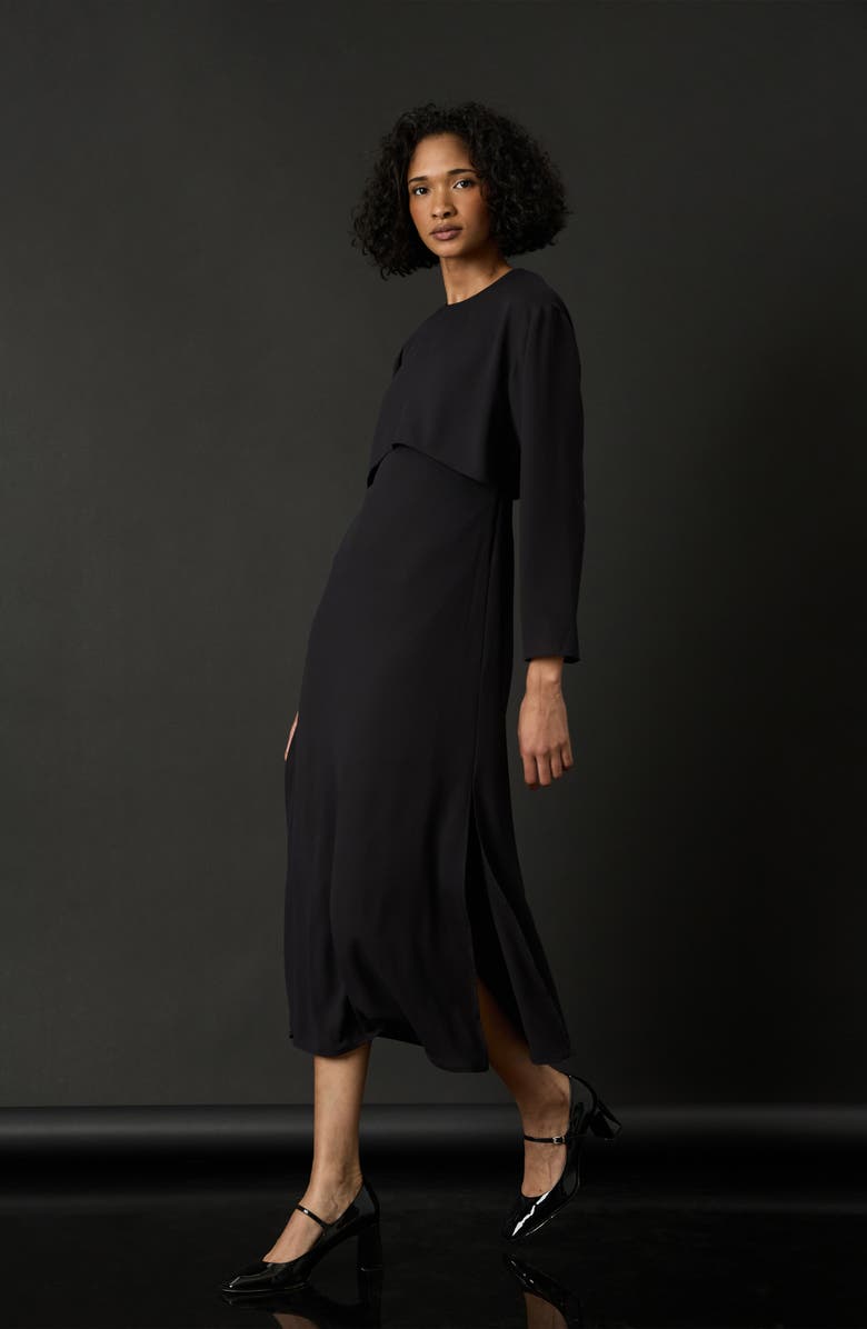 Luxely Long Sleeve Georgette Midi Dress, Alternate, color,