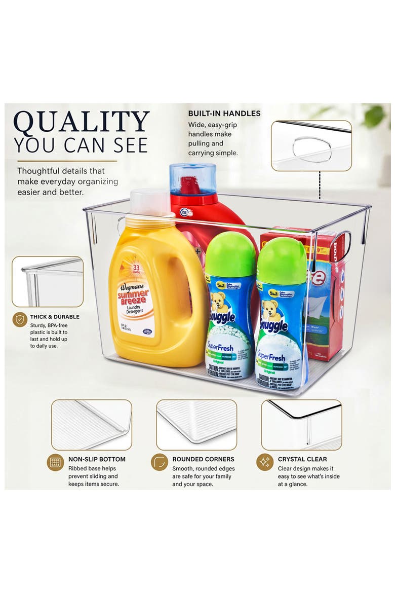 Set of 2 Large Clear Storage Bins, Alternate, color, NO COLOR